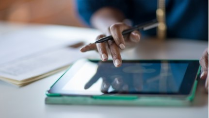 woman working on a tablet