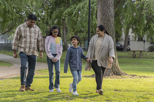 a family taking a walk