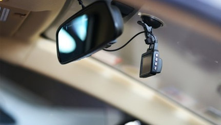 dashcam on rearview mirror