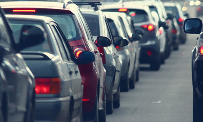 line of cars in traffic