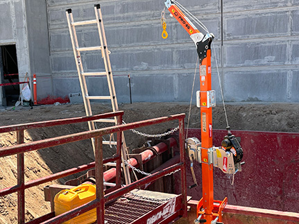 A trench box used to protect workers from cave-ins